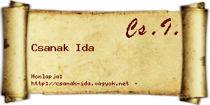 Csanak Ida névjegykártya